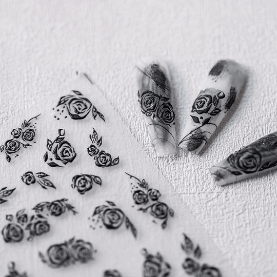 Dark Floral Nail Stickers