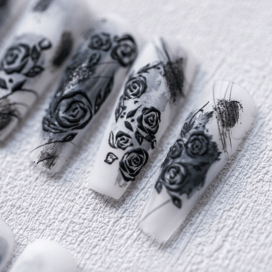 Black Flower Nail Stickers