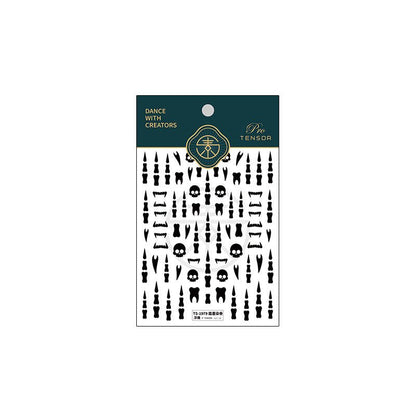 black skull bone nail stickers