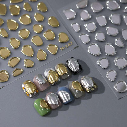 gold and silver stamp nail stickers