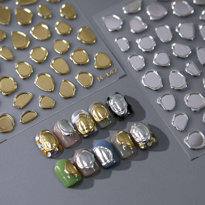 gold and silver stamp nail stickers