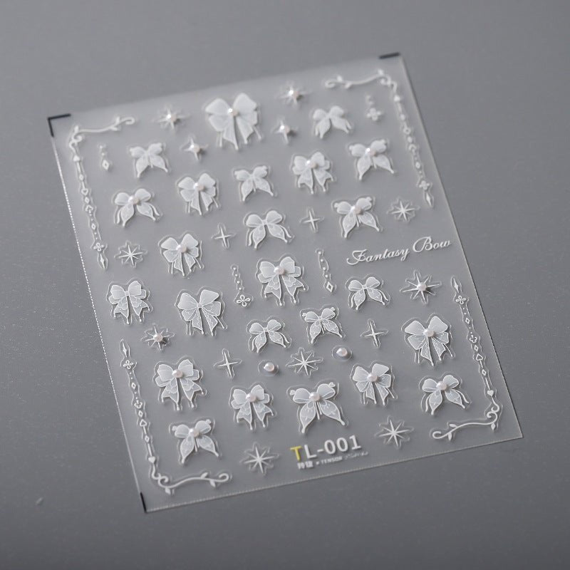 kawaii bow nail decals