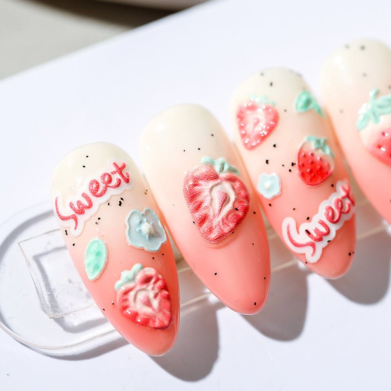 pink strawberry nail art stickers