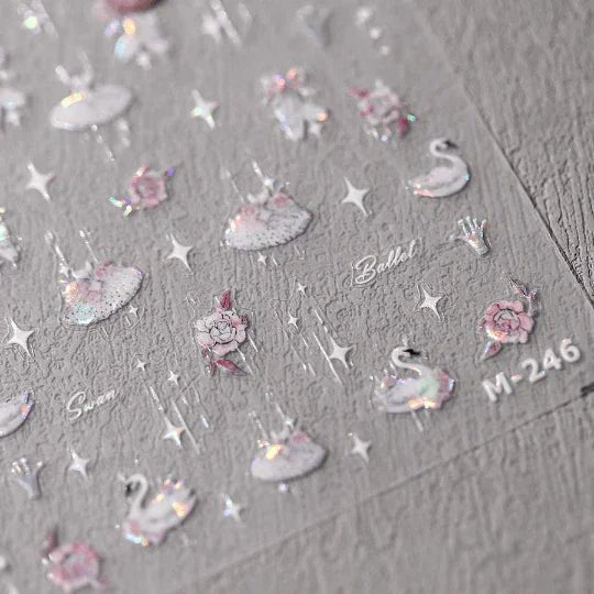 pink swan nail stickers