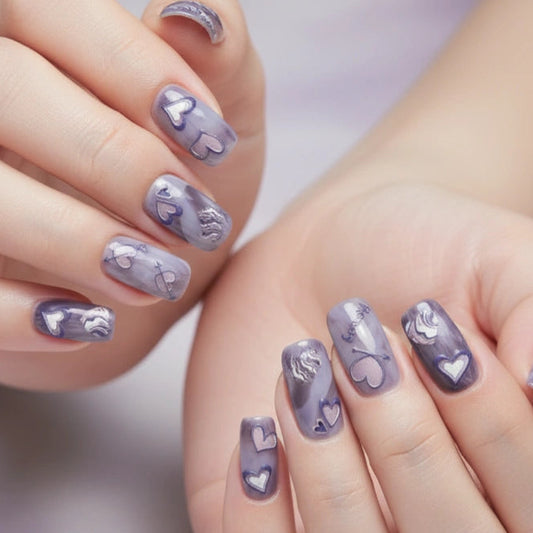 purple heart nail stickers