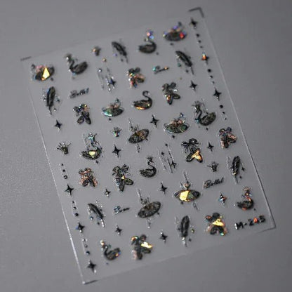 swan and star nail decals