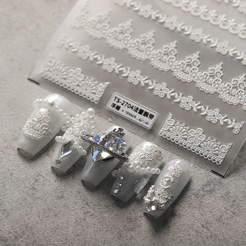 white lace nail art stickers